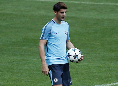 Alvaro Morata training for Chelsea.