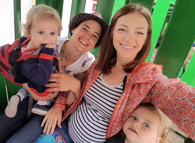 Hannah and Catherine pictured with daughters Rilee and Kathleen.