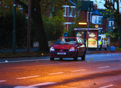 The car involved in the collision on the Swords Road this morning.