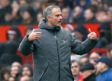 Mourinho celebrates United's win at Old Trafford.