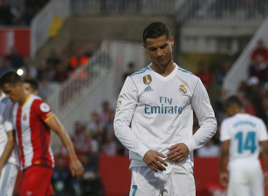 Cristiano Ronaldo looks down after another attempt on goal.