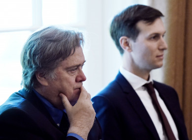 Steve Bannon (left) also made allegations about Trump's son-in-law Jared Kushner