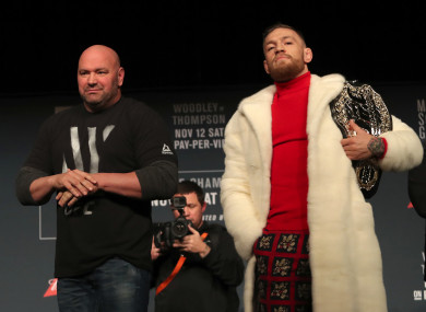 UFC president Dana White and Conor McGregor, the reigning UFC lightweight champion.