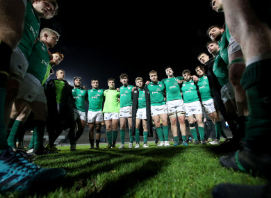 The Ireland squad in a huddle in the aftermath of last Friday evening's defeat to France in Bordeaux.