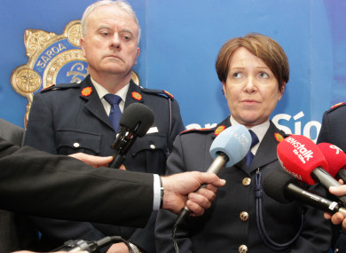 The Interim Garda Commissioner Dónall Ó Cualáin with former Commissioner Nóirín O'Sullivan.