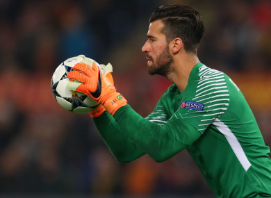 Roma goalkeeper Alisson (file pic).