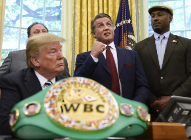 Trump with Stallone and Lennox Lewis.