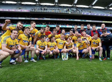 Roscommon players celebrating their Division 2 league final win over Cavan.