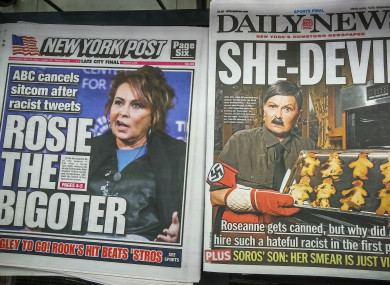 Headlines of New York tabloid newspapers back on 30 May.