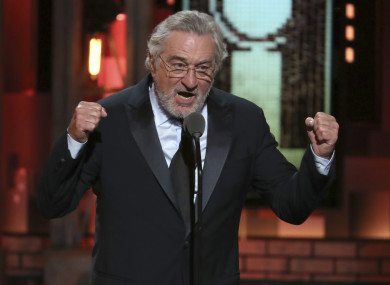 Robert De Niro introduces a performance by Bruce Springsteen at the 72nd annual Tony Awards.
