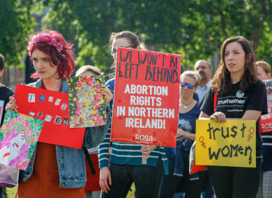 Pro-choice groups and supporters protested in London, UK, on 5 June 2018 to regulate abortion in Northern Ireland.