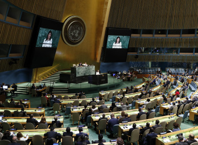 US Ambassador to the United Nations Nikki Haley speaks during an emergency session of the UN General Assembly in New York.