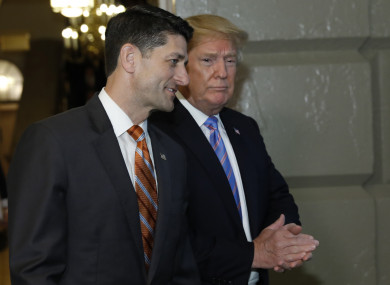Trump with senior Republican Paul Ryan yesterday