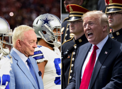 US President Donald Trump has praised Jerry Jones' stance.