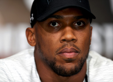 Anthony Joshua during a press conference at Wembley Stadium.