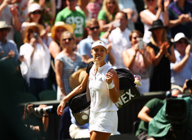 Kerber celebrates victory on Centre Court.