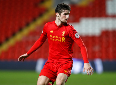 Ireland U21 international Corey Whelan in action for Liverpool.