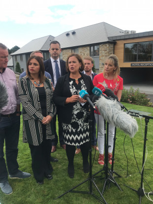 Mary Lou McDonald speaks to the media at the party's think-in in Cavan.