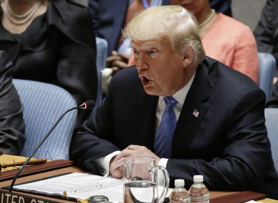 Donald Trump at the Security Council meeting on the Non-Proliferation of Weapons of Mass Destruction at the 73rd session of the United Nations General Assembly.
