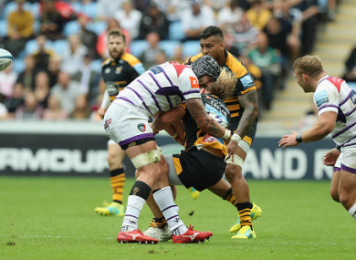 Spencer was sent off for this tackle on Wasps hooker Tommy Taylor.