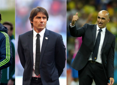 Santi Solari (L), Antonio Conte (C) and Roberto Martinez