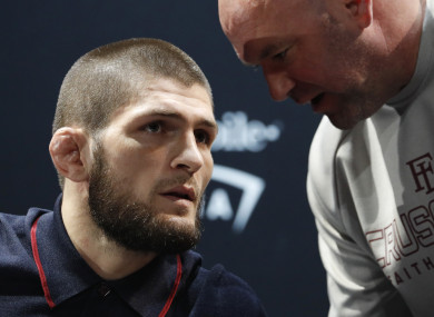 UFC president Dana White (right) with lightweight champion Khabib Nurmagomedov (file pic).