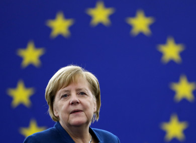 German Chancellor Angela Merkel arrives to debate the future of Europe with the members of the European Parliament, in Strasbourg