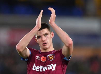 Declan Rice has impressed for West Ham in the Premier League this season.