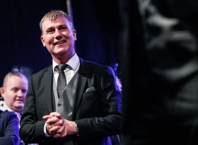 Dundalk manager Stephen Kenny pictured at Monday night's homecoming following their FAI Cup triumph.