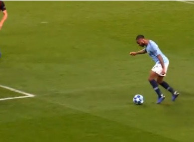 Raheem Sterling lost his balance and tripped himself up but was awarded a penalty by referee Viktor Kassai