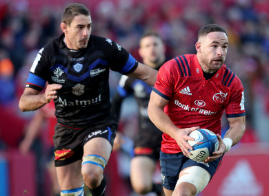 Alby Mathewson in action against Castres at Thomond Park.