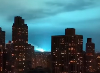 The scene over the New York skyline overnight