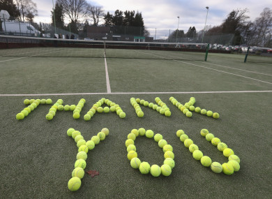 Tennis balls laid out at Dunblane Tennis Club in Andy Murray's home town.