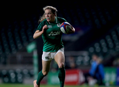 Parsons in action against England in Twickenham before her 17th birthday.