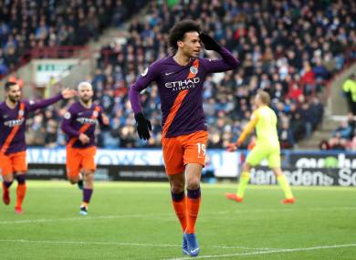 Manchester City's Leroy Sane celebrates scoring.