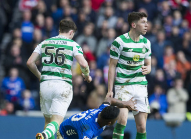 Rangers star Alfredo Morelos grabs at the groin area of Celtic's Ryan Christie, one of three incidents for which he escaped punishment.