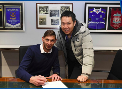 Cardiff CEO Ken Choo (right) with Emiliano Sala.