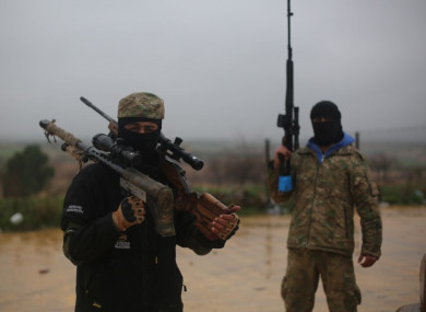 Turkey-backed Syrian militia members near the northern Syrian city of Manbij.