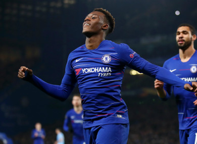 Callum Hudson-Odoi celebrates scoring for Chelsea