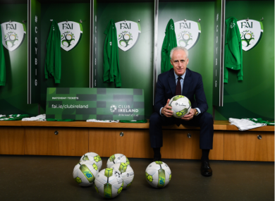 Mick McCarthy at the launch of the FAI's new ticketing scheme, Club Ireland.