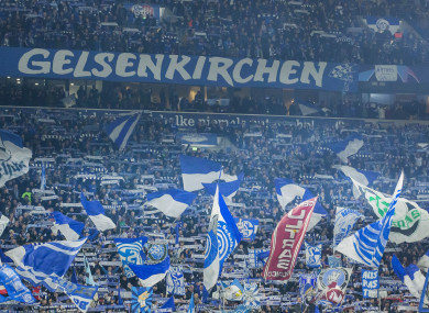 Fans at the Champions League clash between Man City and Schalke.