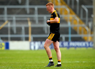 Johnny Buckley leaves the pitch after being sent off in the semi-final.