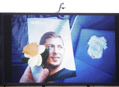 Sala: Tributes at St Mary's on Saturday.