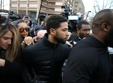 Empire actor Jussie Smollett (centre) has been indicted by a grand jury in Chicago.