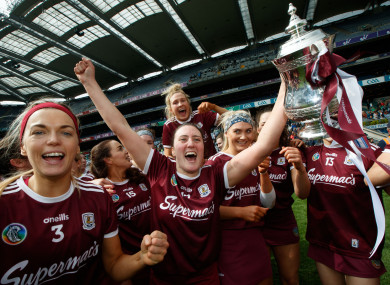 Alish O'Reilly celebrates after Galway's victory over Kilkenny.