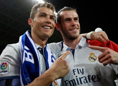 Cristiano Ronaldo with Gareth Bale at Real Madrid.