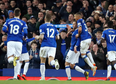 Sigurdsson celebrates doubling Everton's lead.