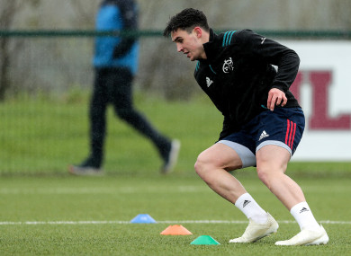 Carbery in training last week.