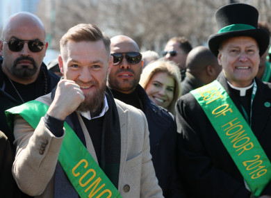 Conor McGregor marching in the Chicago parade last weekend.