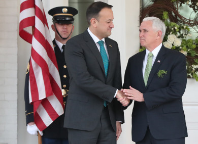 Taoiseach Leo Varadkar with US Vice President Mike Pence last year.